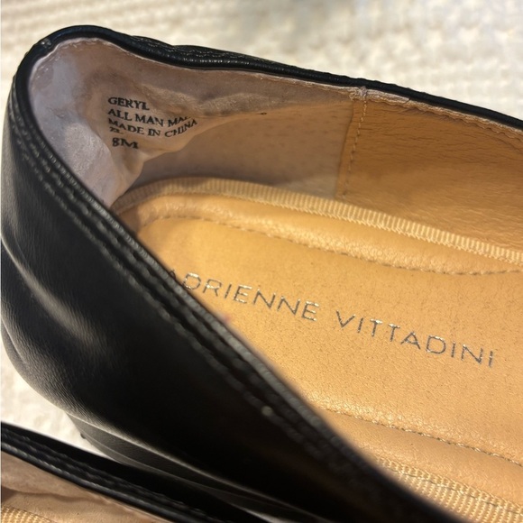 Adrienne Vittadini Black Leather Penny Loafers with Fringe , Size 8 - Picture 4 of 5